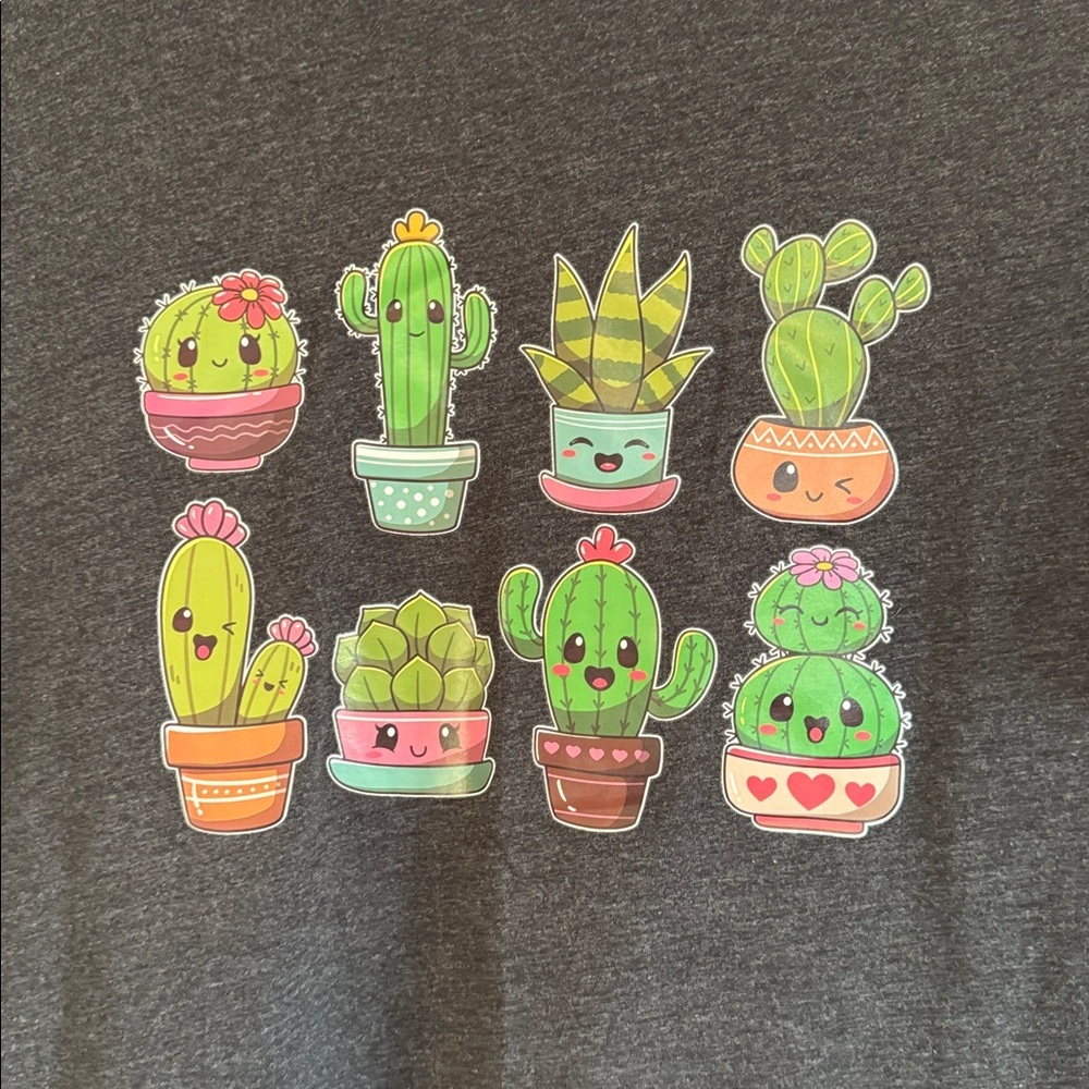 SHEIN Curve Dark Gray T-Shirt with Cactus Print - Picture 3 of 4